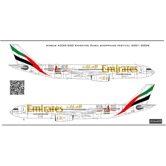 BSmodelle 144541 1 144 Airbus A330 Emirates Decal For Aircraft Model